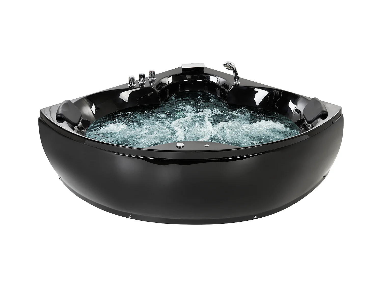 Baignoire d'angle à remous avec LED SENADO 205 x 150 cm Noir