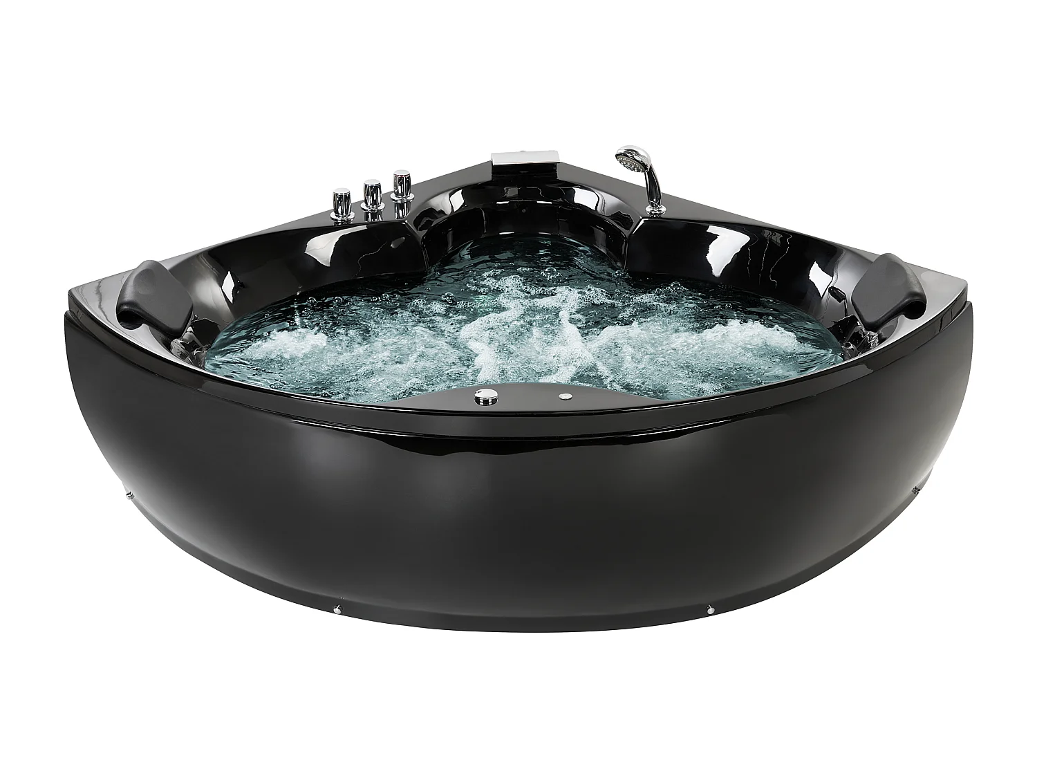Whirlwanne Badewanne in Schwarz aus Sanitäracryl eckig SPA 205 x 150 cm Senado