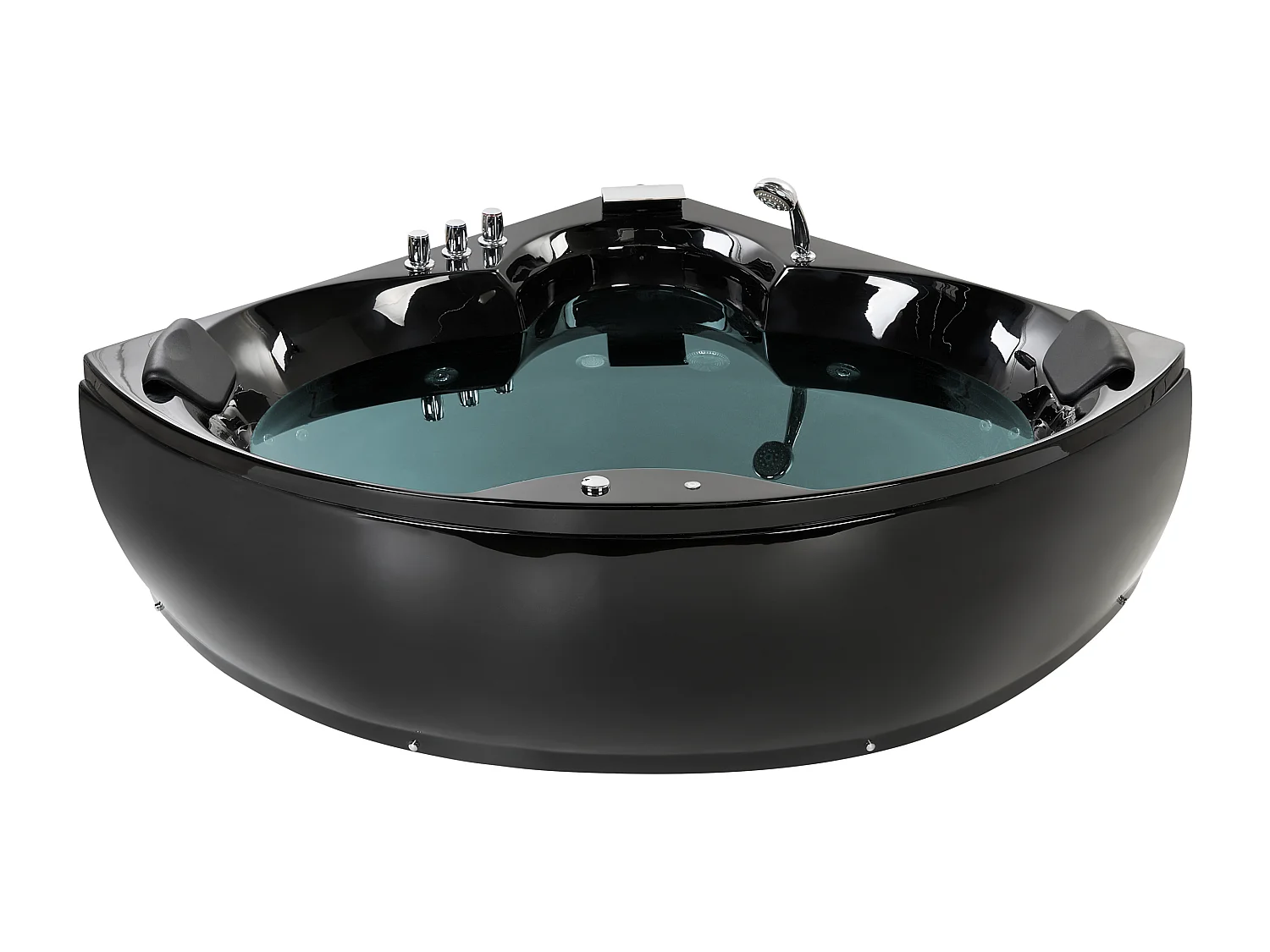 Whirlwanne Badewanne in Schwarz aus Sanitäracryl eckig SPA 205 x 150 cm Senado