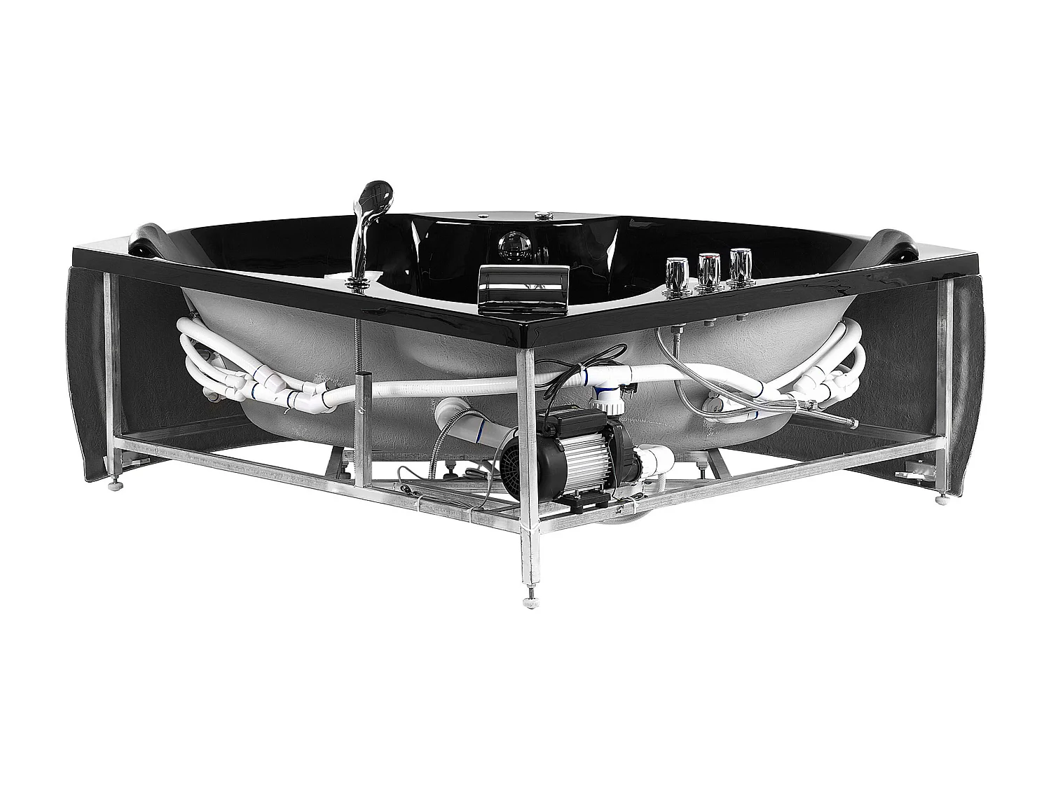 Whirlwanne Badewanne in Schwarz aus Sanitäracryl eckig SPA 205 x 150 cm Senado