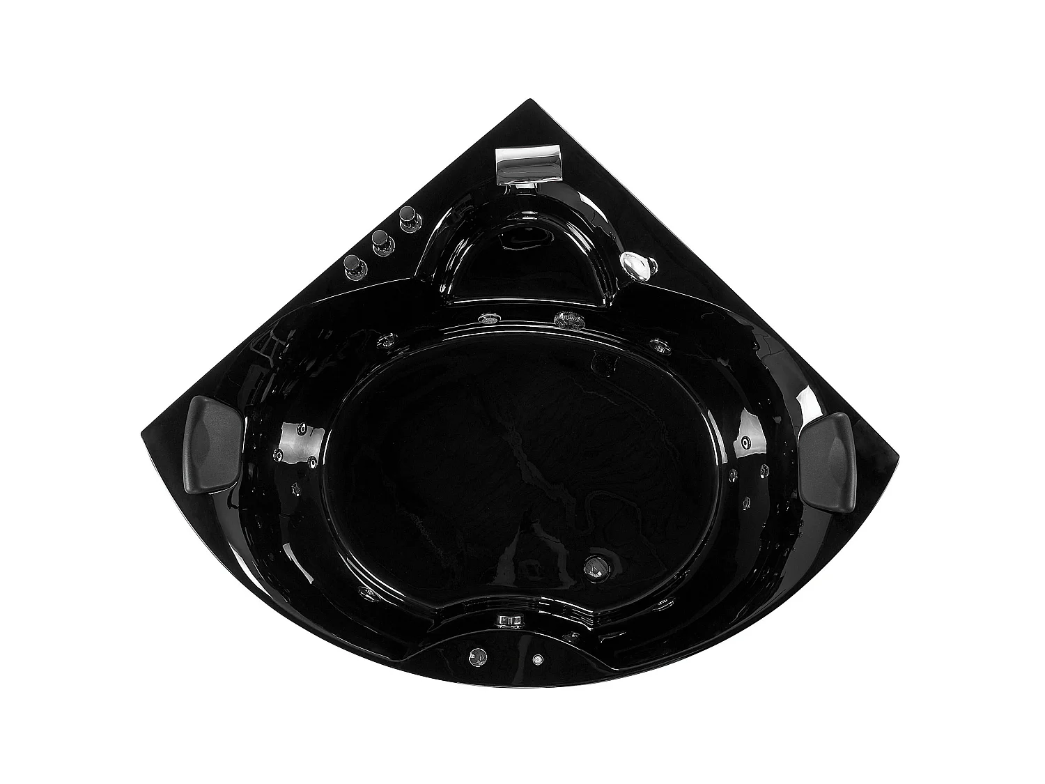 Hoek bubbelbad met LED SENADO 205 x 150 cm Zwart