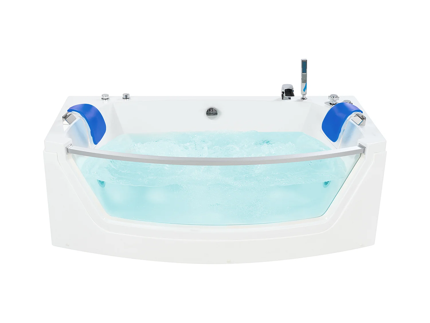 Baignoire d'angle à remous avec LED FUERTE 175 x 85 cm Blanc