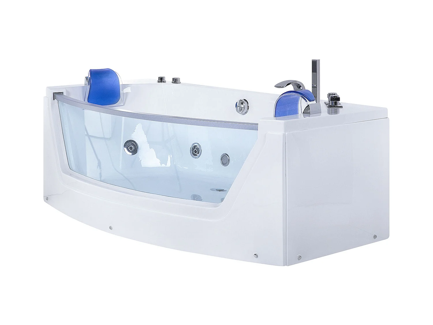 Baignoire d'angle à remous avec LED FUERTE 175 x 85 cm Blanc