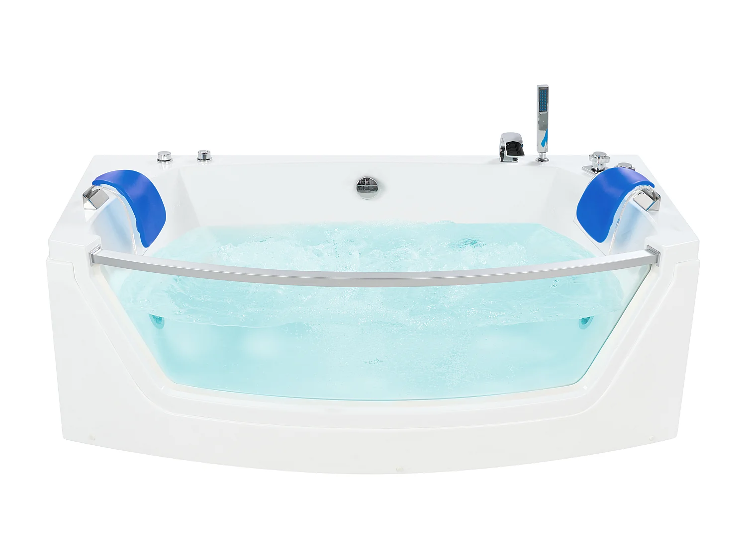 Baignoire d'angle à remous avec LED FUERTE 175 x 85 cm Blanc
