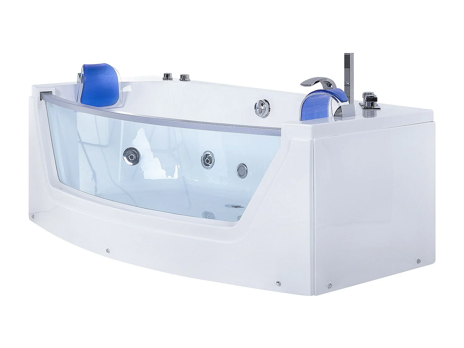 Whirlwanne Badewanne Spa weiß rechteckige Doppelwanne mit Massage LED Fuerte