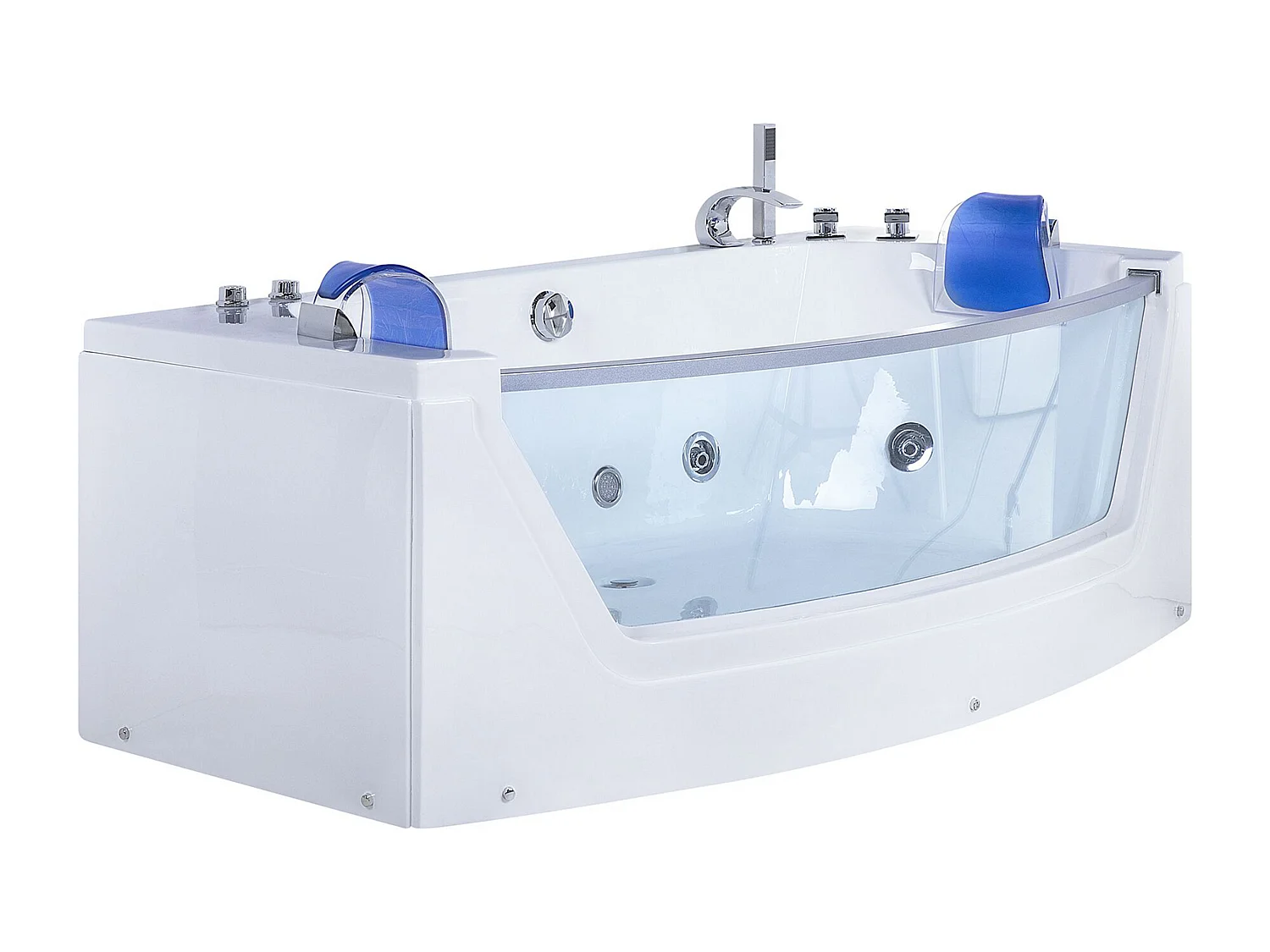 Whirlwanne Badewanne Spa weiß rechteckige Doppelwanne mit Massage LED Fuerte