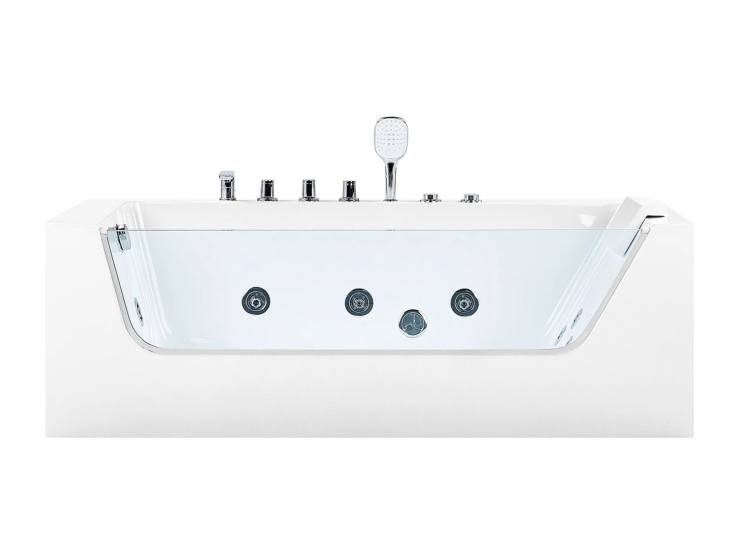 Hoek bubbelbad met LED PUQUIO Rechterzijde 170 x 80 cm Wit