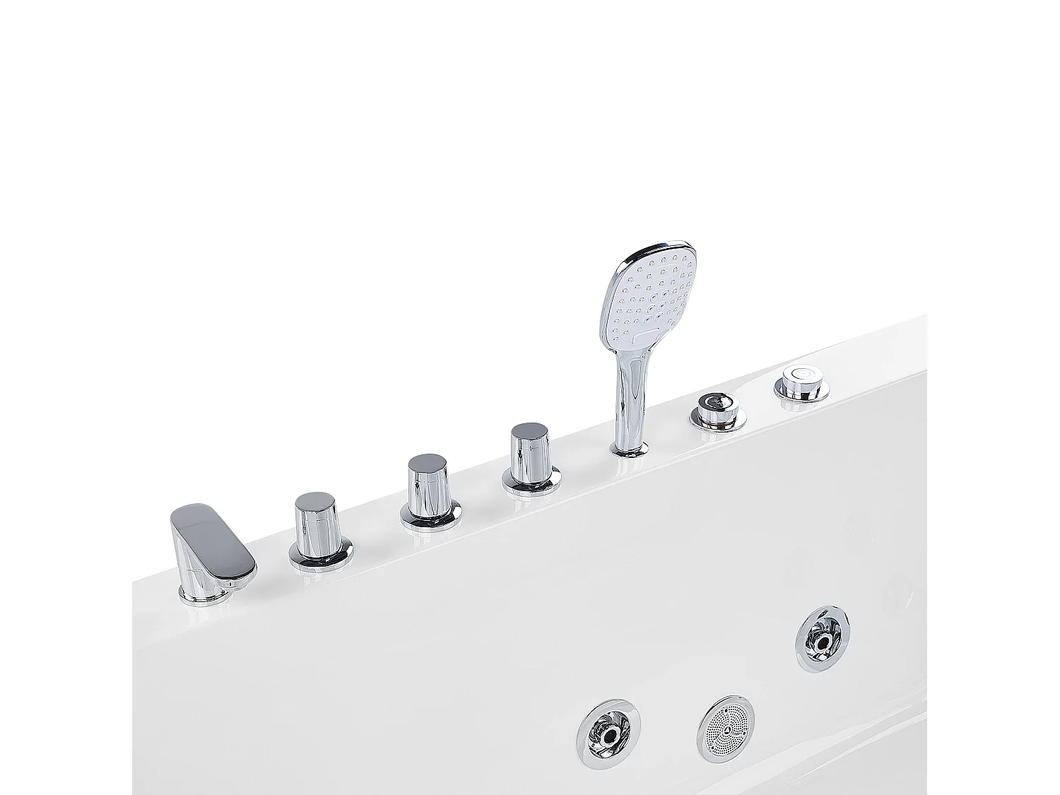 Hoek bubbelbad met LED PUQUIO Rechterzijde 170 x 80 cm Wit