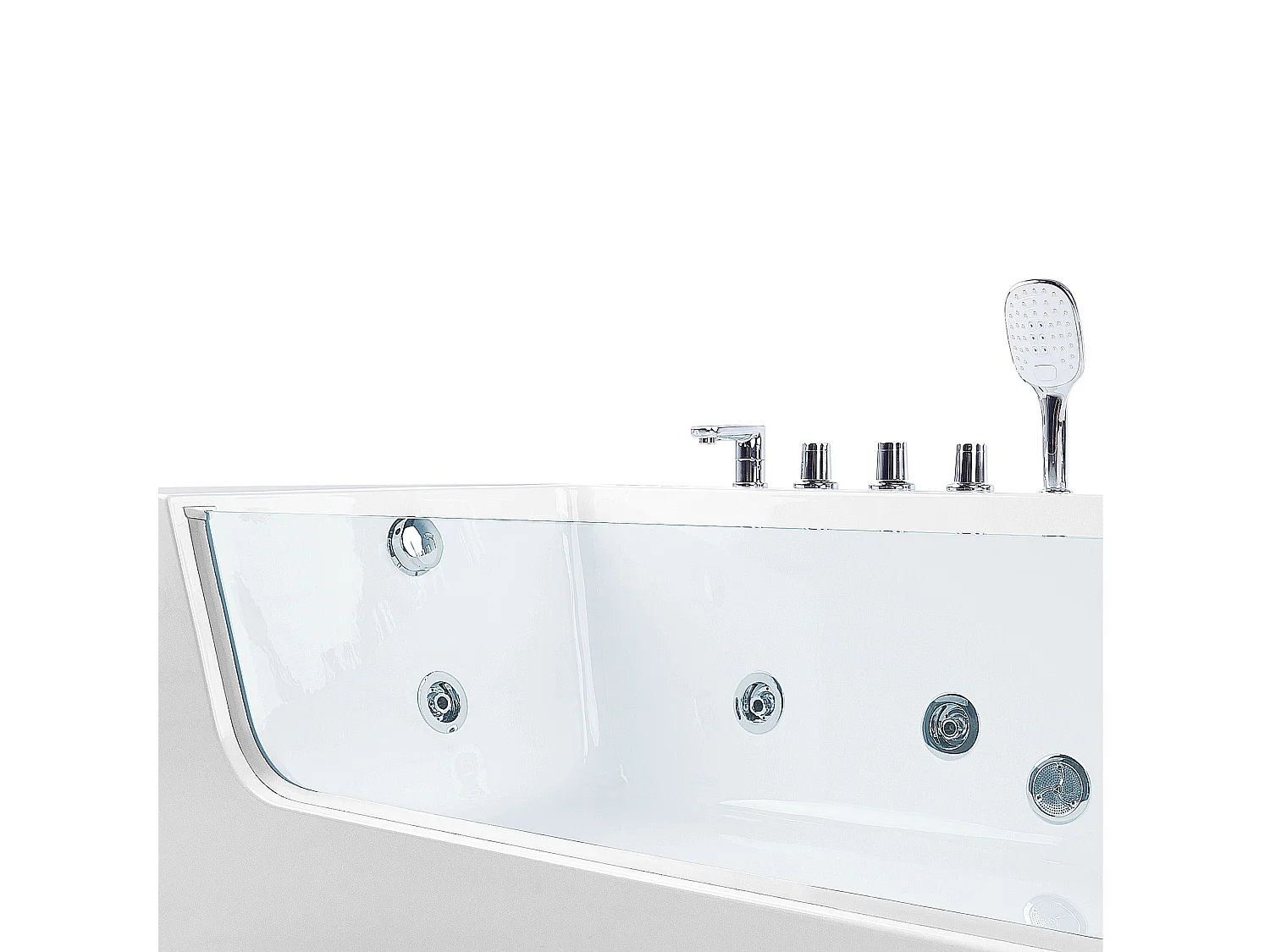 Baignoire d'angle à remous avec LED PUQUIO Côté droit 170 x 80 cm Blanc