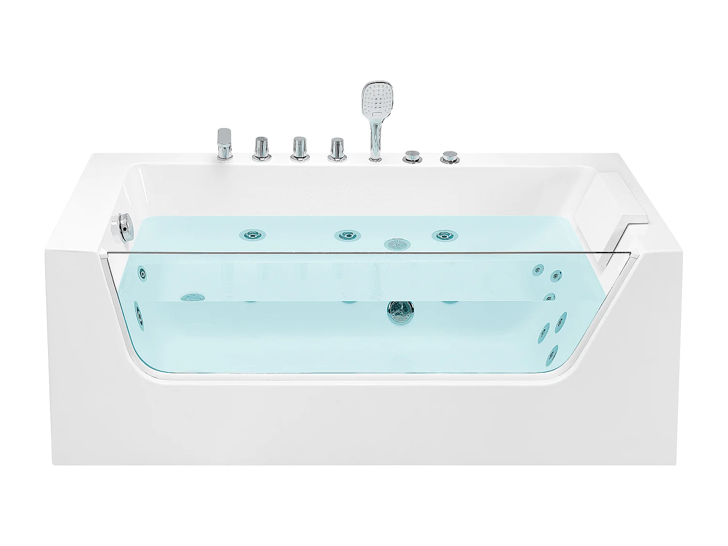 Baignoire d'angle à remous avec LED PUQUIO Côté droit 170 x 80 cm Blanc