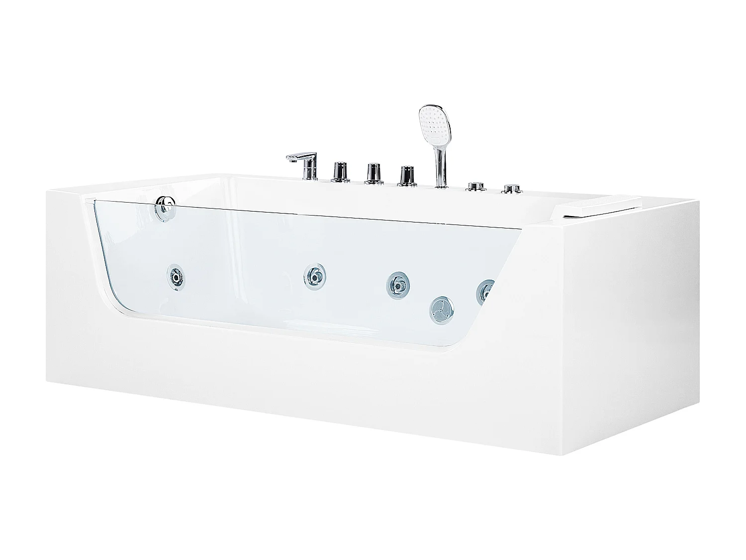 Baignoire d'angle à remous avec LED PUQUIO Côté droit 170 x 80 cm Blanc