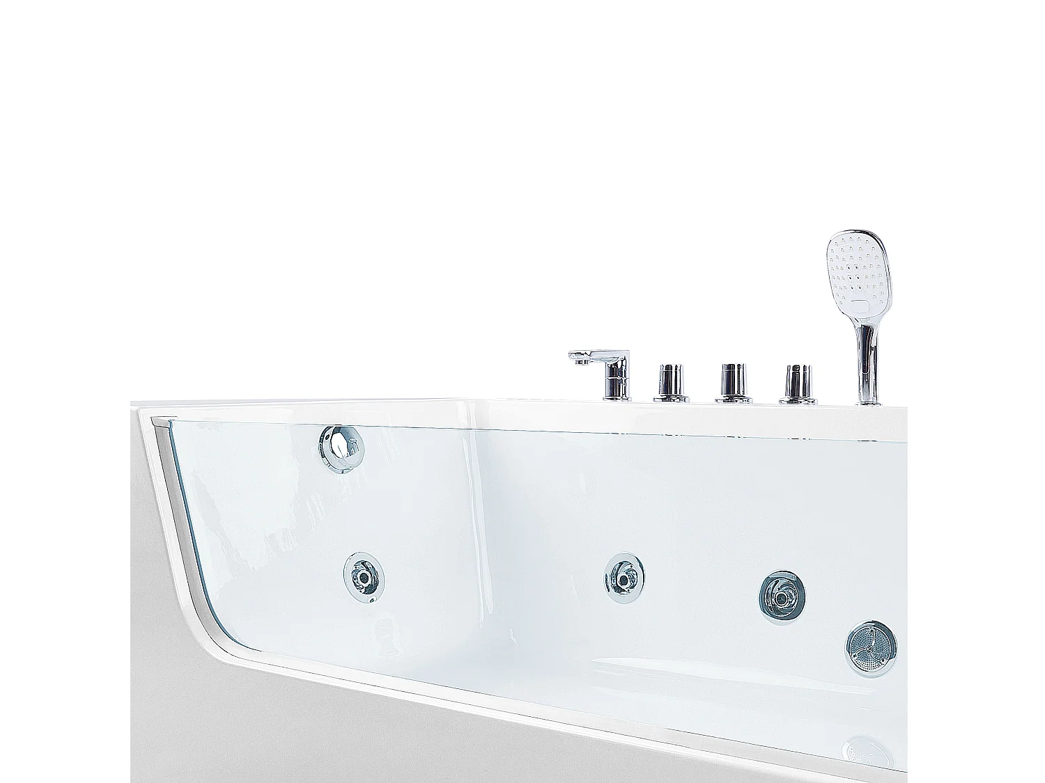 Baignoire d'angle à remous avec LED PUQUIO Côté droit 170 x 80 cm Blanc