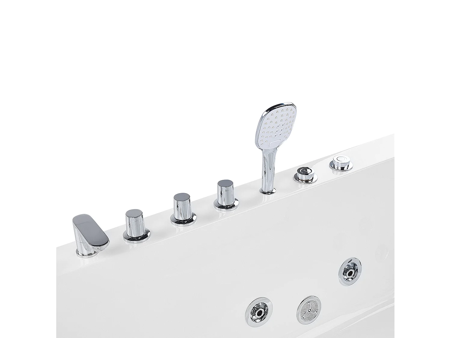 Baignoire d'angle à remous avec LED PUQUIO Côté droit 170 x 80 cm Blanc