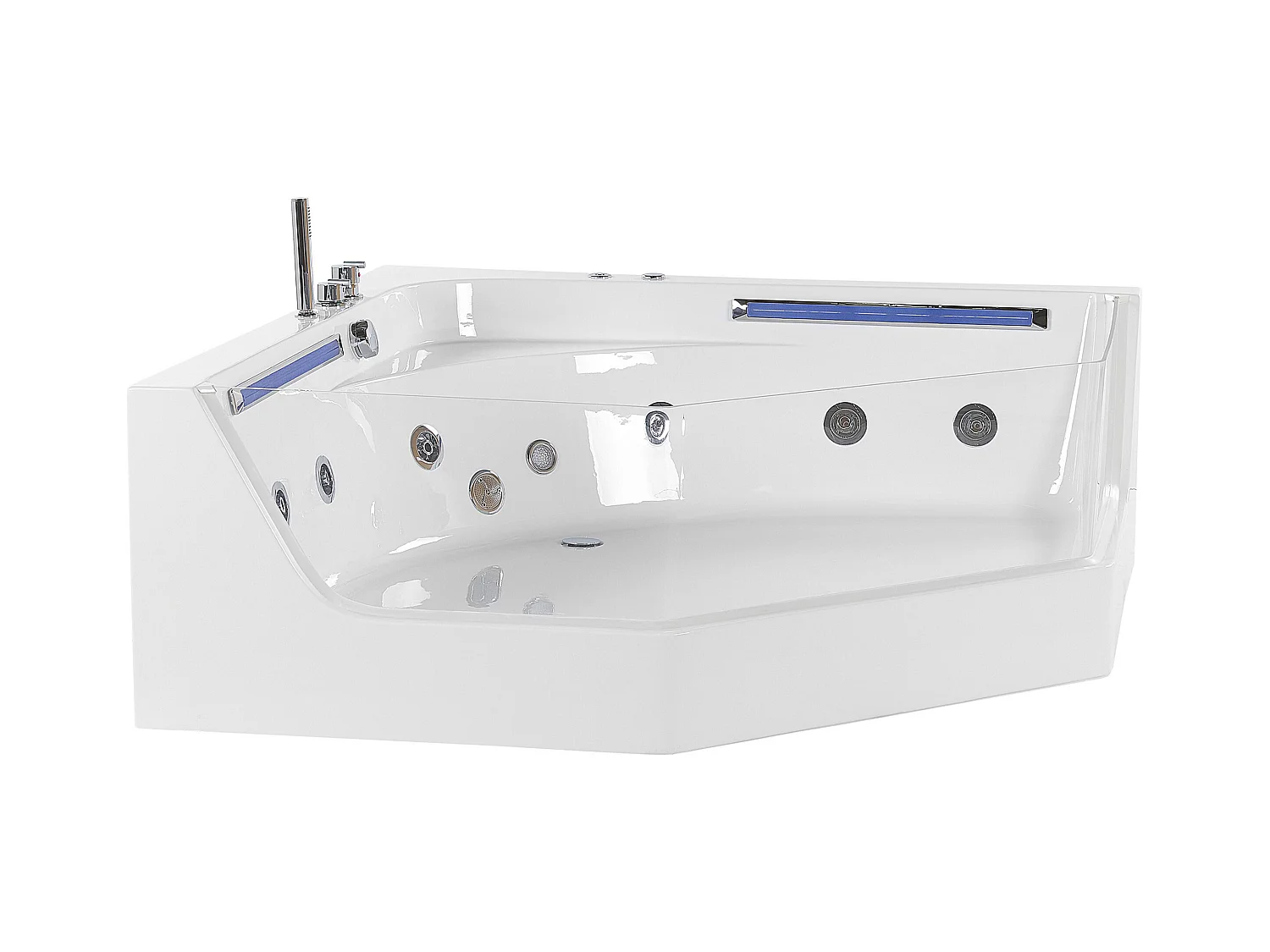 Hoek bubbelbad met LED CACERES 211 x 150 cm Wit