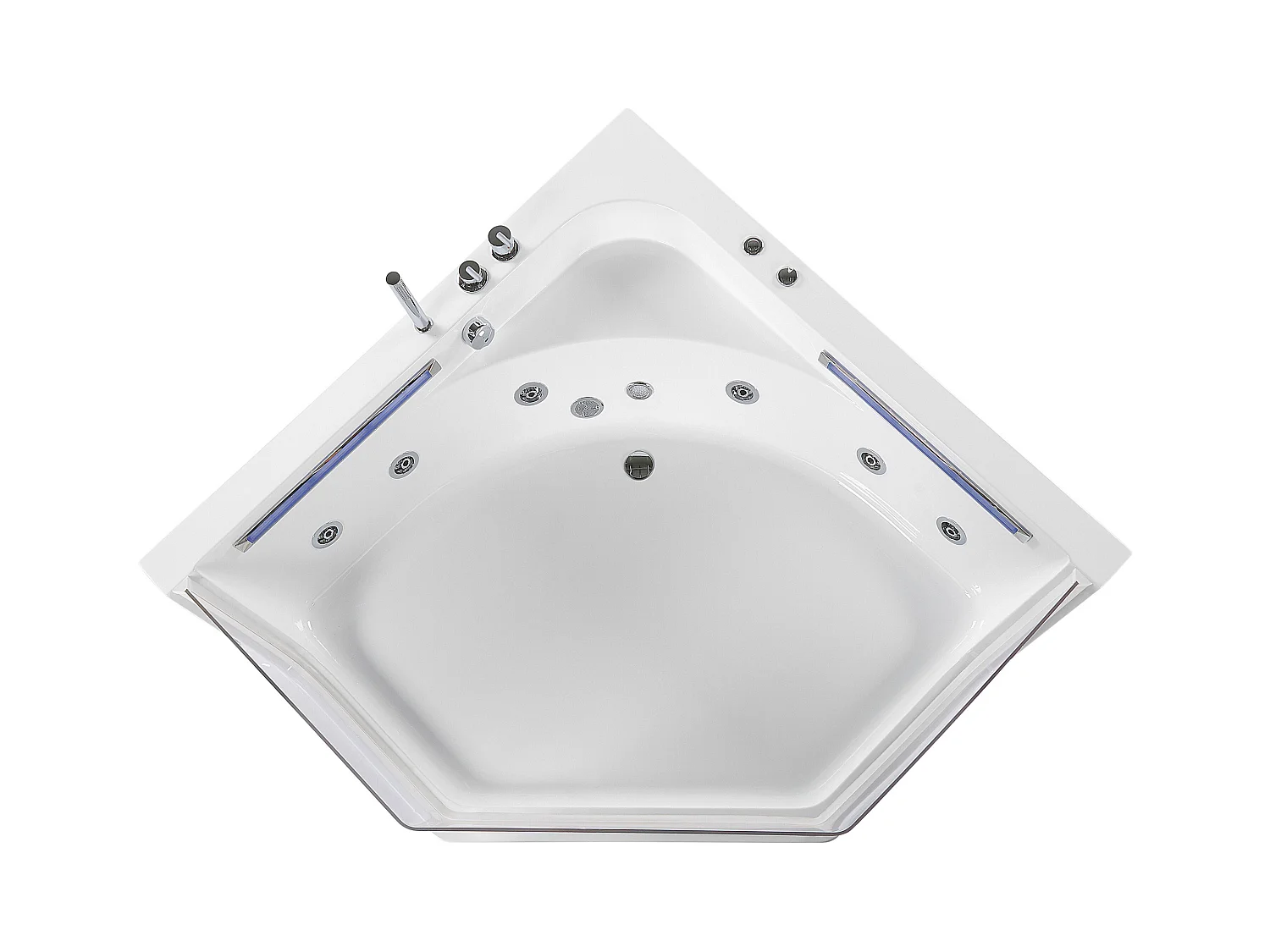 Hoek bubbelbad met LED CACERES 211 x 150 cm Wit