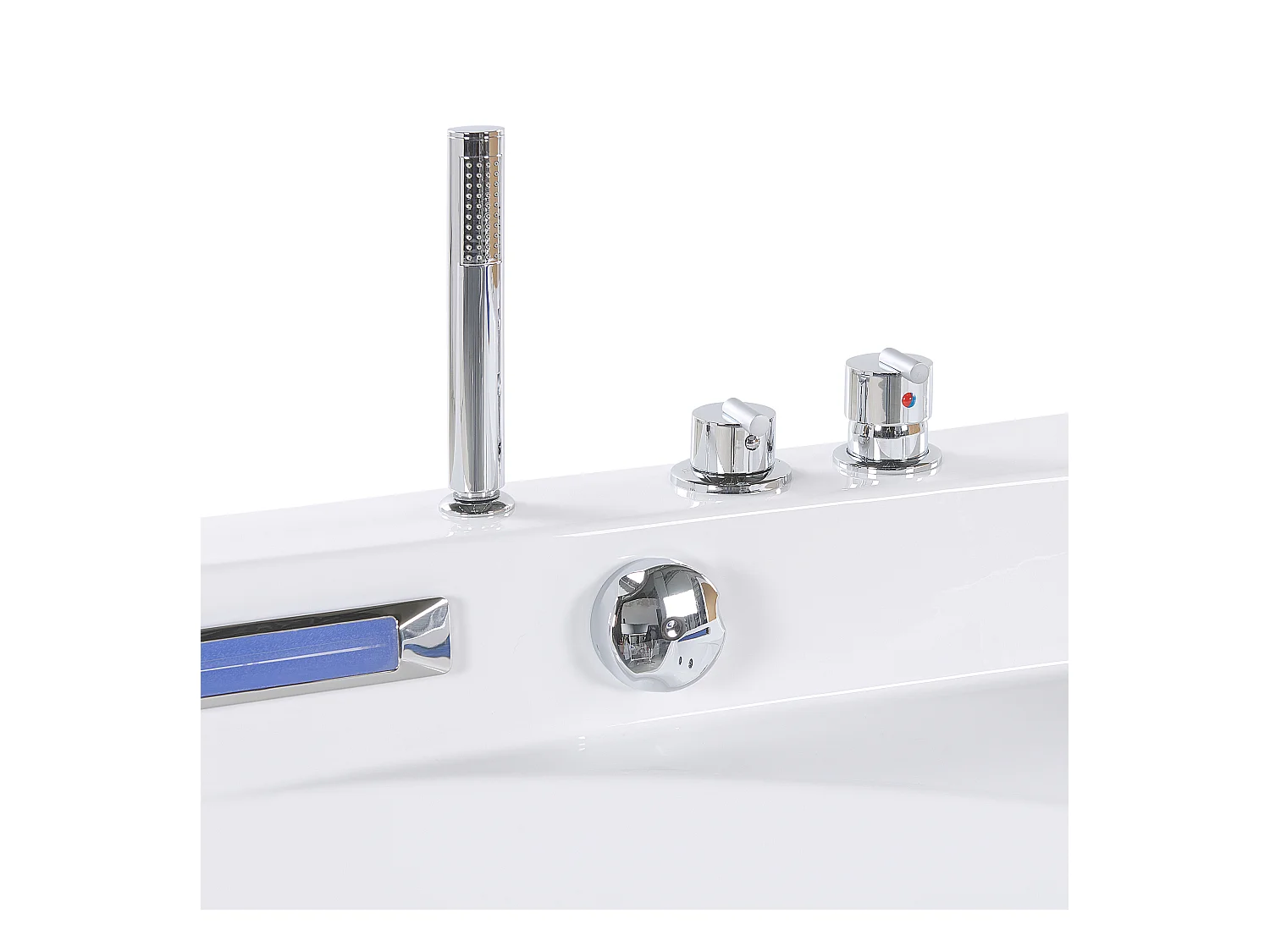 Hoek bubbelbad met LED CACERES 211 x 150 cm Wit