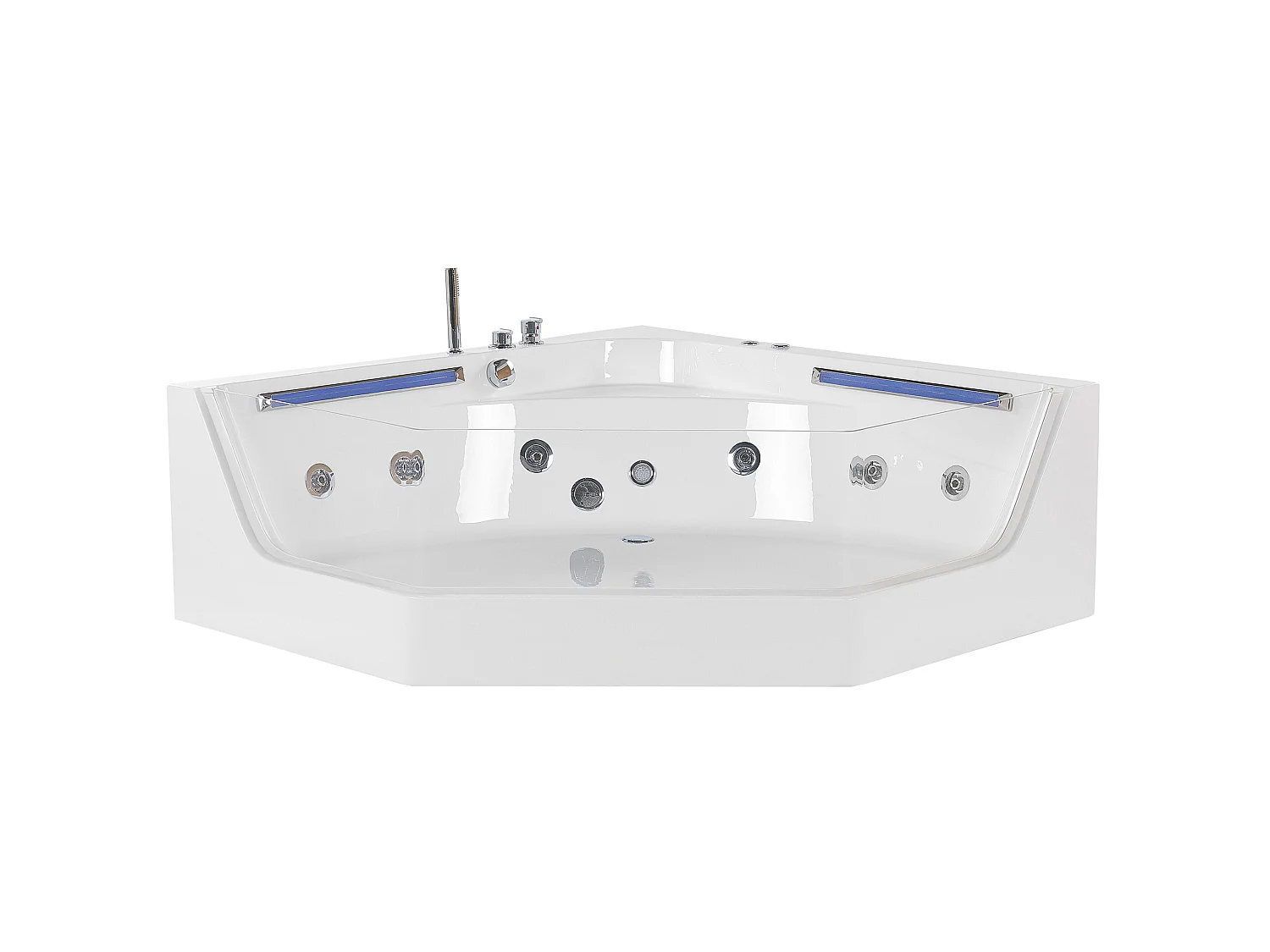 Banheira de hidromassagem de canto com LED CACERES 2110 x 1500 mm Branco