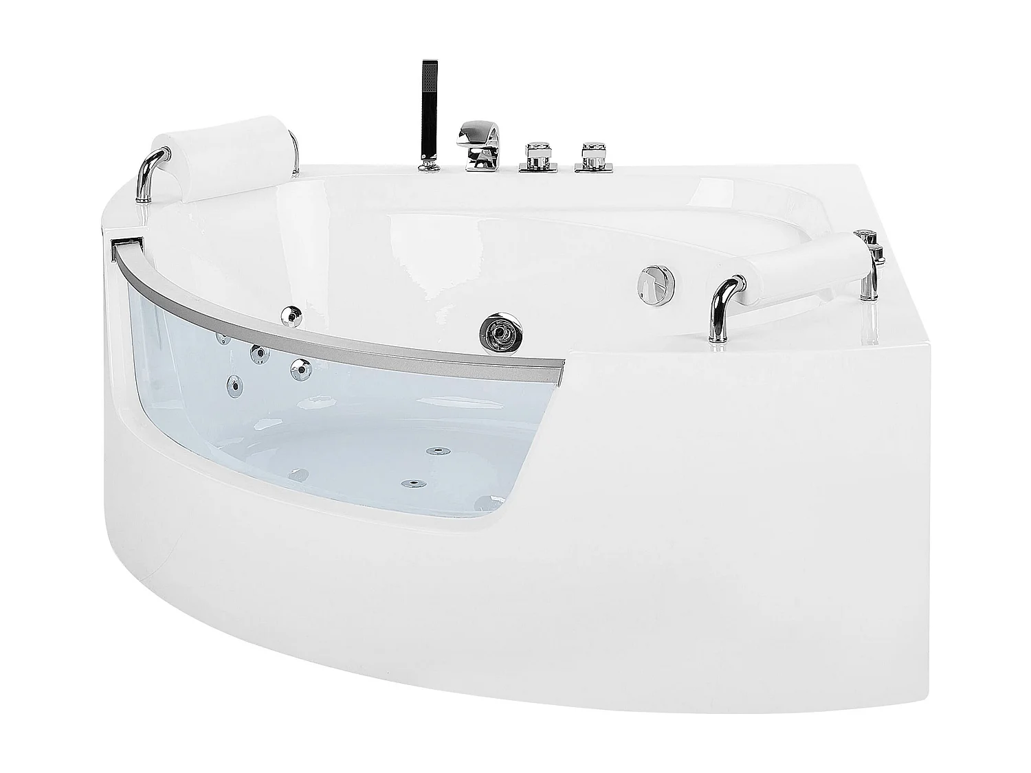 Hoek bubbelbad met LED MANGLE 201 x 150 cm Wit