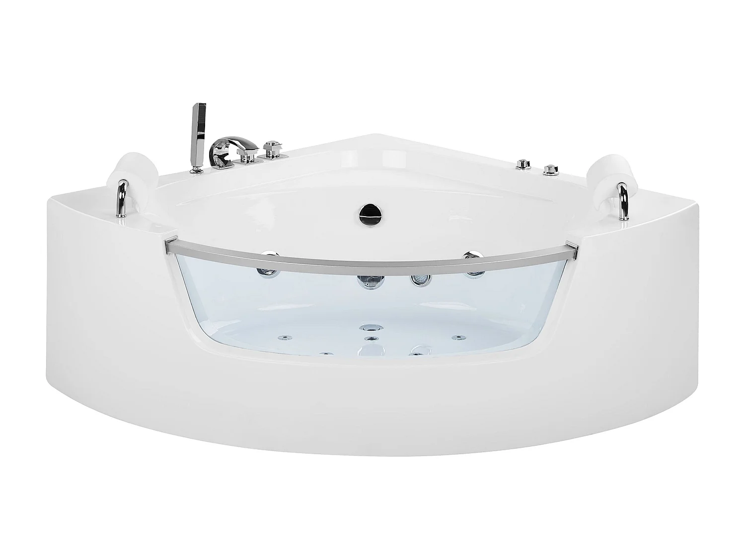 Hoek bubbelbad met LED MANGLE 201 x 150 cm Wit