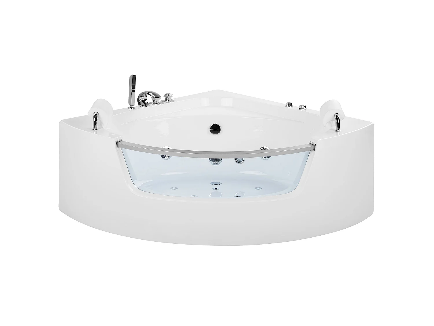 Baignoire d'angle à remous avec LED MANGLE 201 x 150 cm Blanc