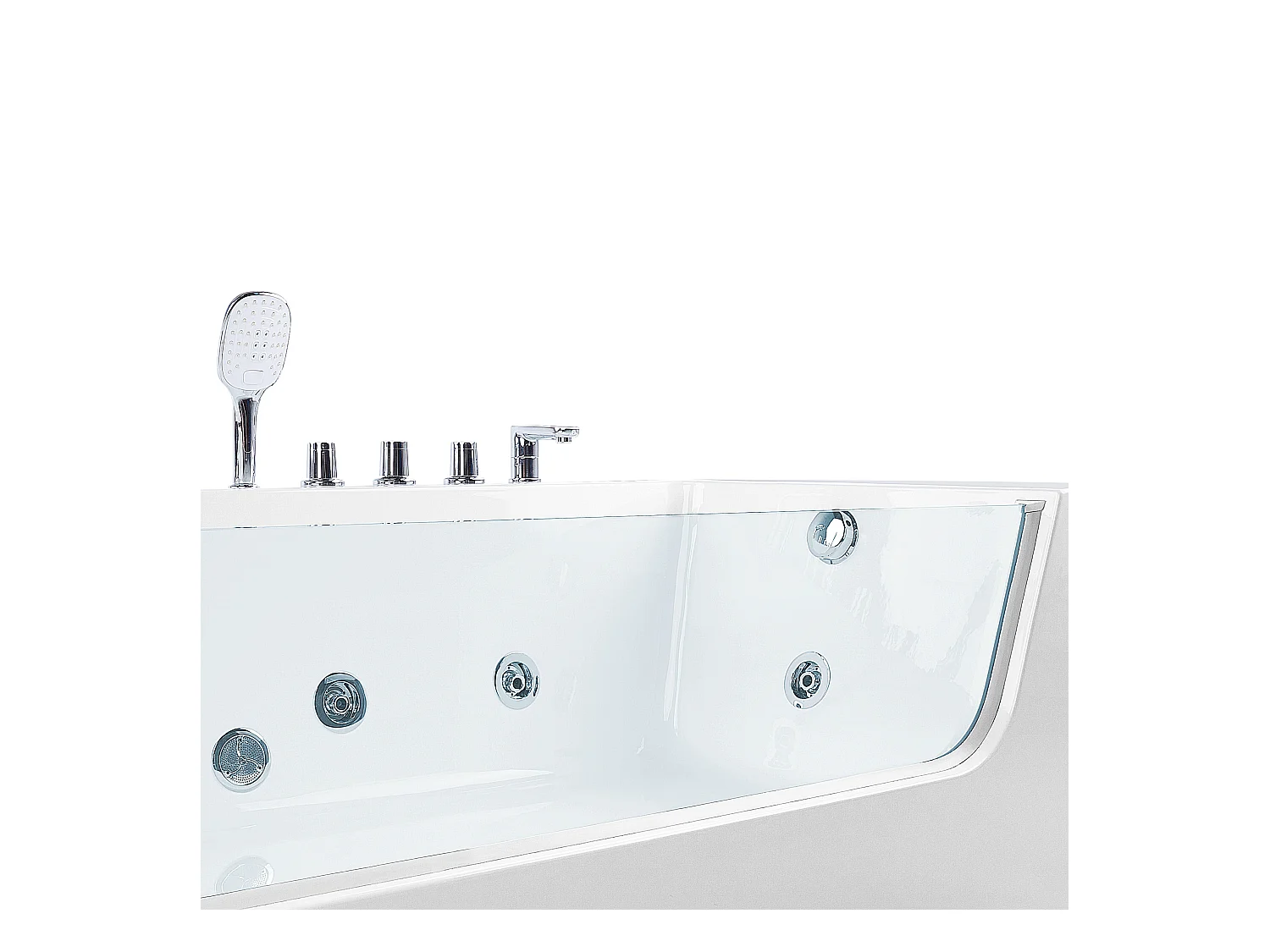 Wanna narożna z hydromasażem LED PUQUIO Lewostronny 170 x 80 cm Biały