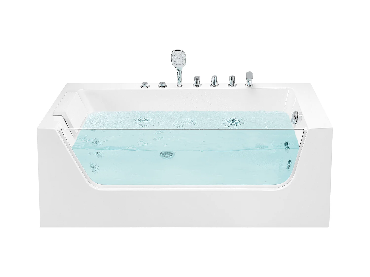 Baignoire d'angle à remous avec LED PUQUIO Côté droite 170 x 80 cm Blanc