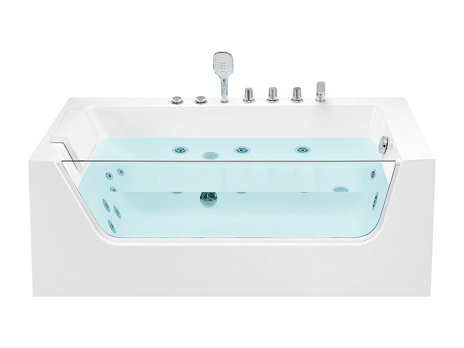 Hoek bubbelbad met LED PUQUIO Linkerzijde 170 x 80 cm Wit