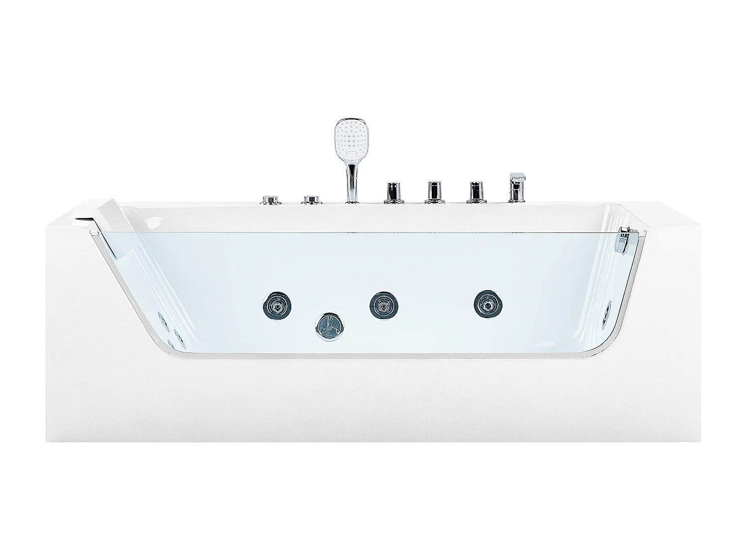 Hoek bubbelbad met LED PUQUIO Linkerzijde 170 x 80 cm Wit