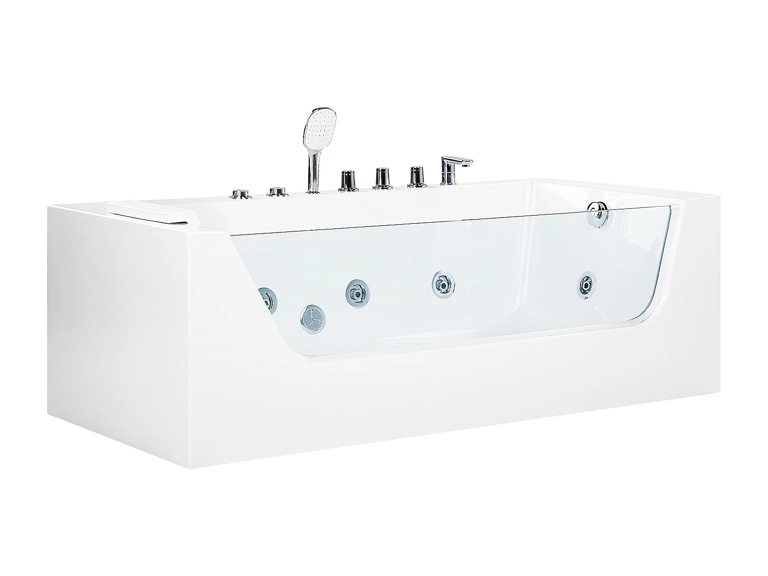 Hoek bubbelbad met LED PUQUIO Linkerzijde 170 x 80 cm Wit