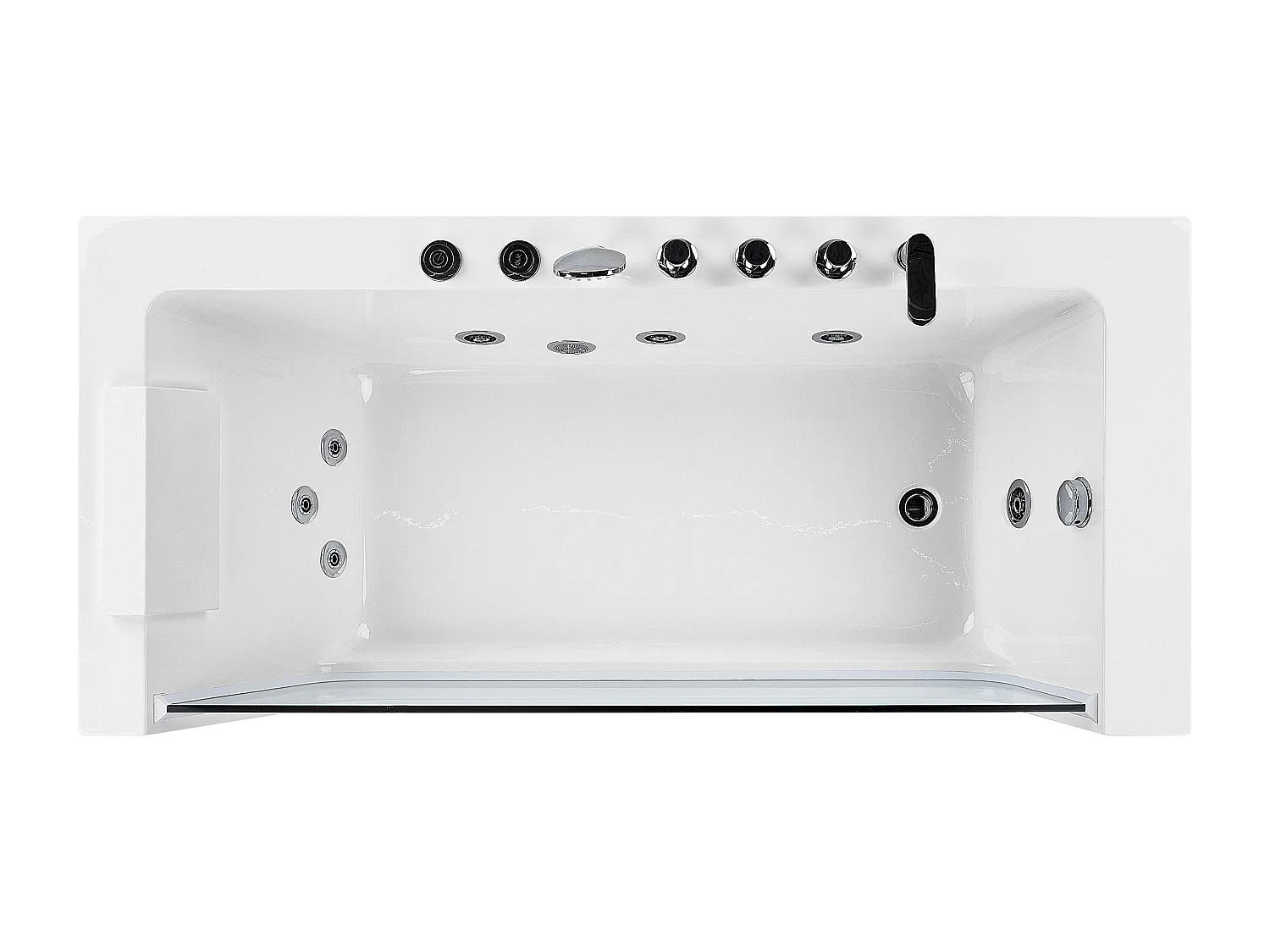 Hoek bubbelbad met LED PUQUIO Linkerzijde 170 x 80 cm Wit