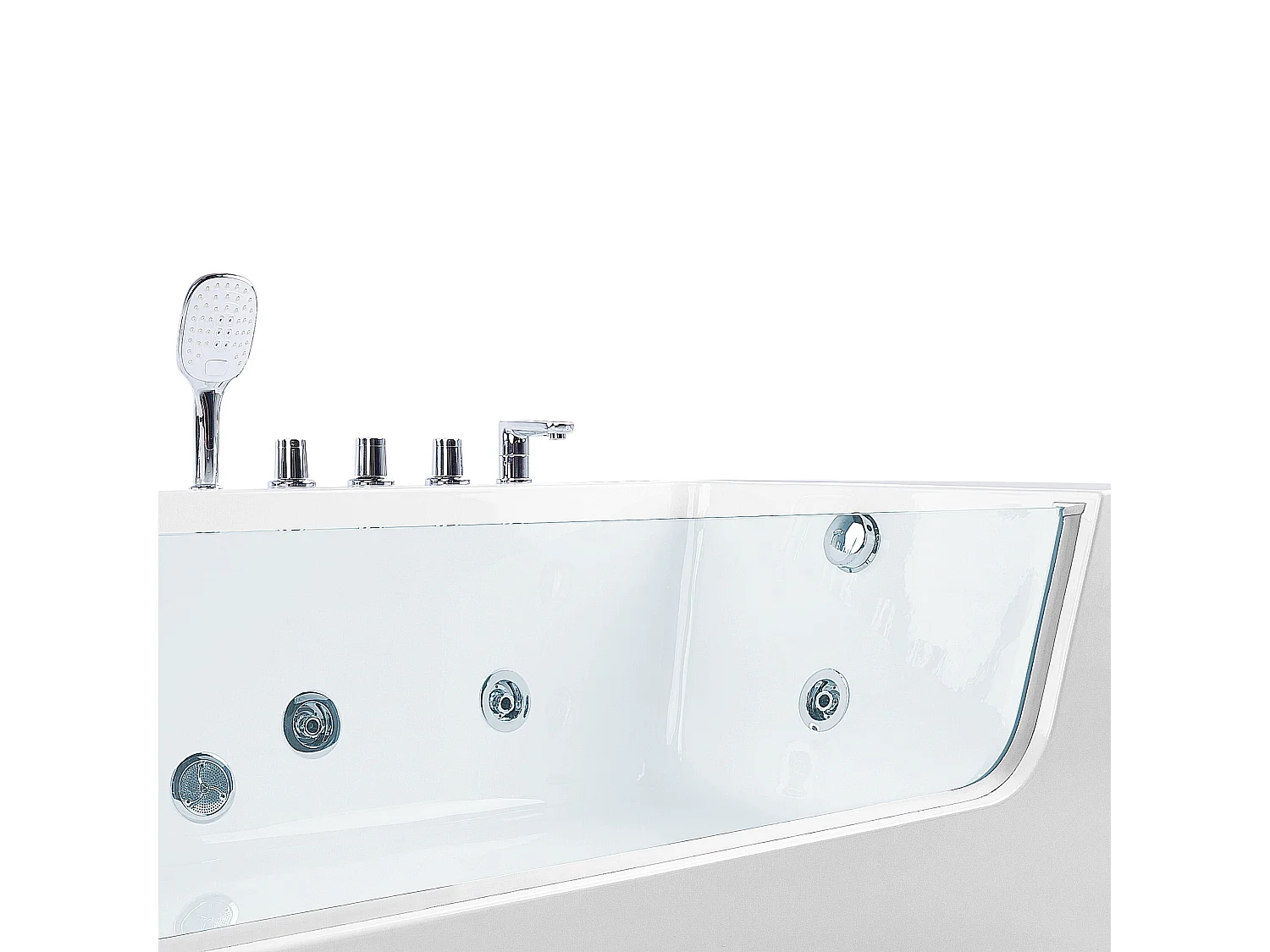 Hoek bubbelbad met LED PUQUIO Linkerzijde 170 x 80 cm Wit