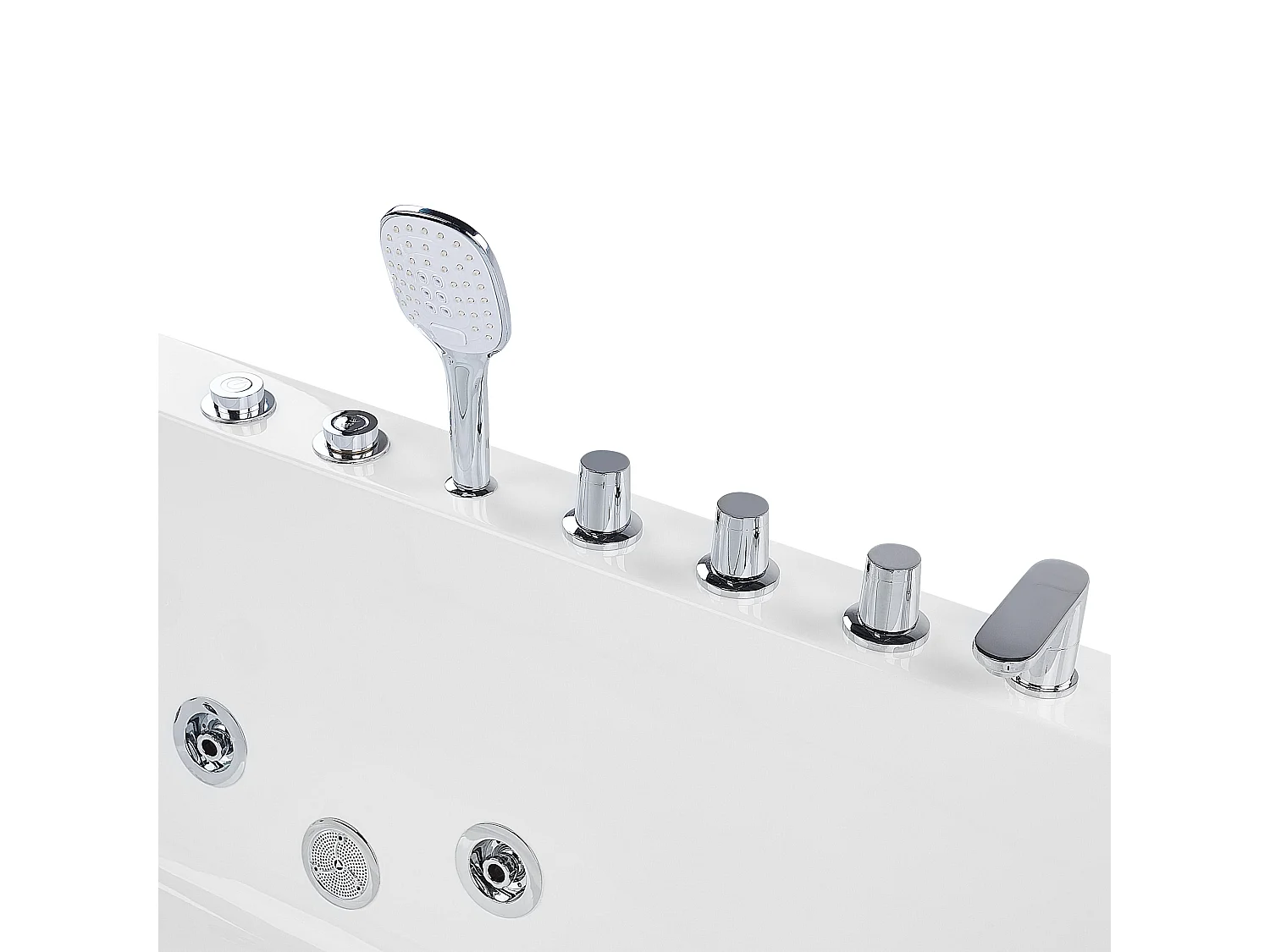 Hoek bubbelbad met LED PUQUIO Linkerzijde 170 x 80 cm Wit