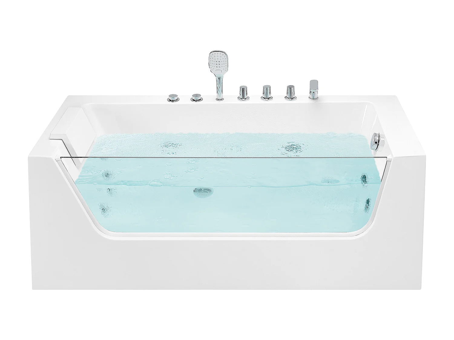 Wanna narożna z hydromasażem LED PUQUIO Lewostronny 170 x 80 cm Biały