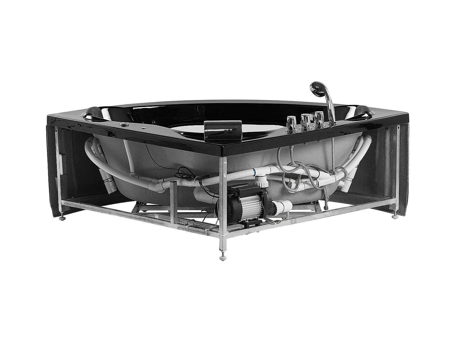 Wanna narożna z hydromasażem LED TOCOA 205 x 146 cm Czarny