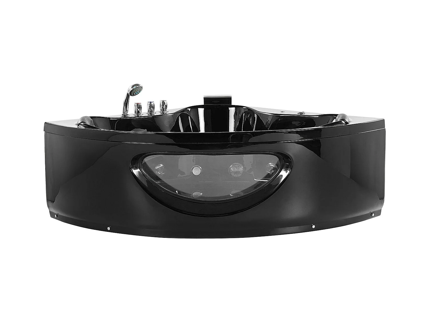 Whirlwanne Eckbadewanne Spa schwarz große Doppelwanne Massage LED 205 cm Tocoa