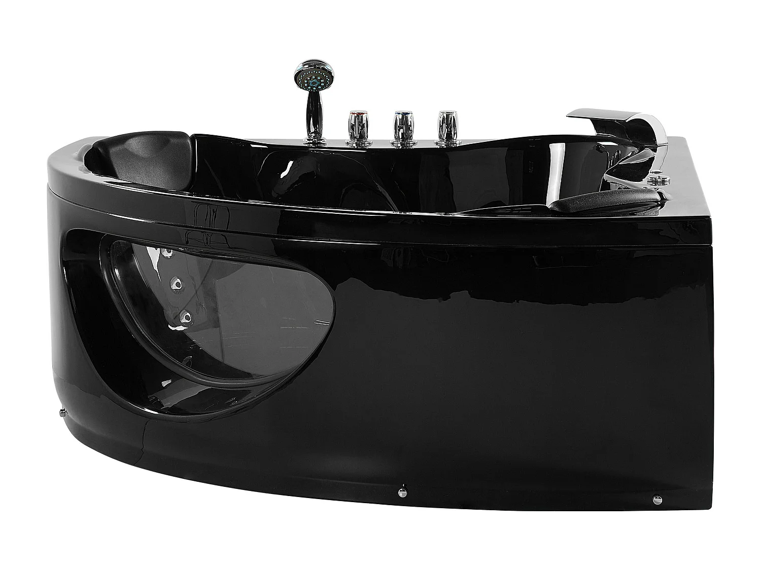 Whirlwanne Eckbadewanne Spa schwarz große Doppelwanne Massage LED 205 cm Tocoa