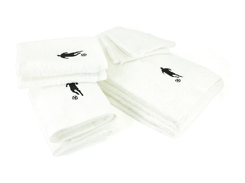 Parure de bain 8 pièces coton 550 g/m2 PURE FOOTBALL Blanc