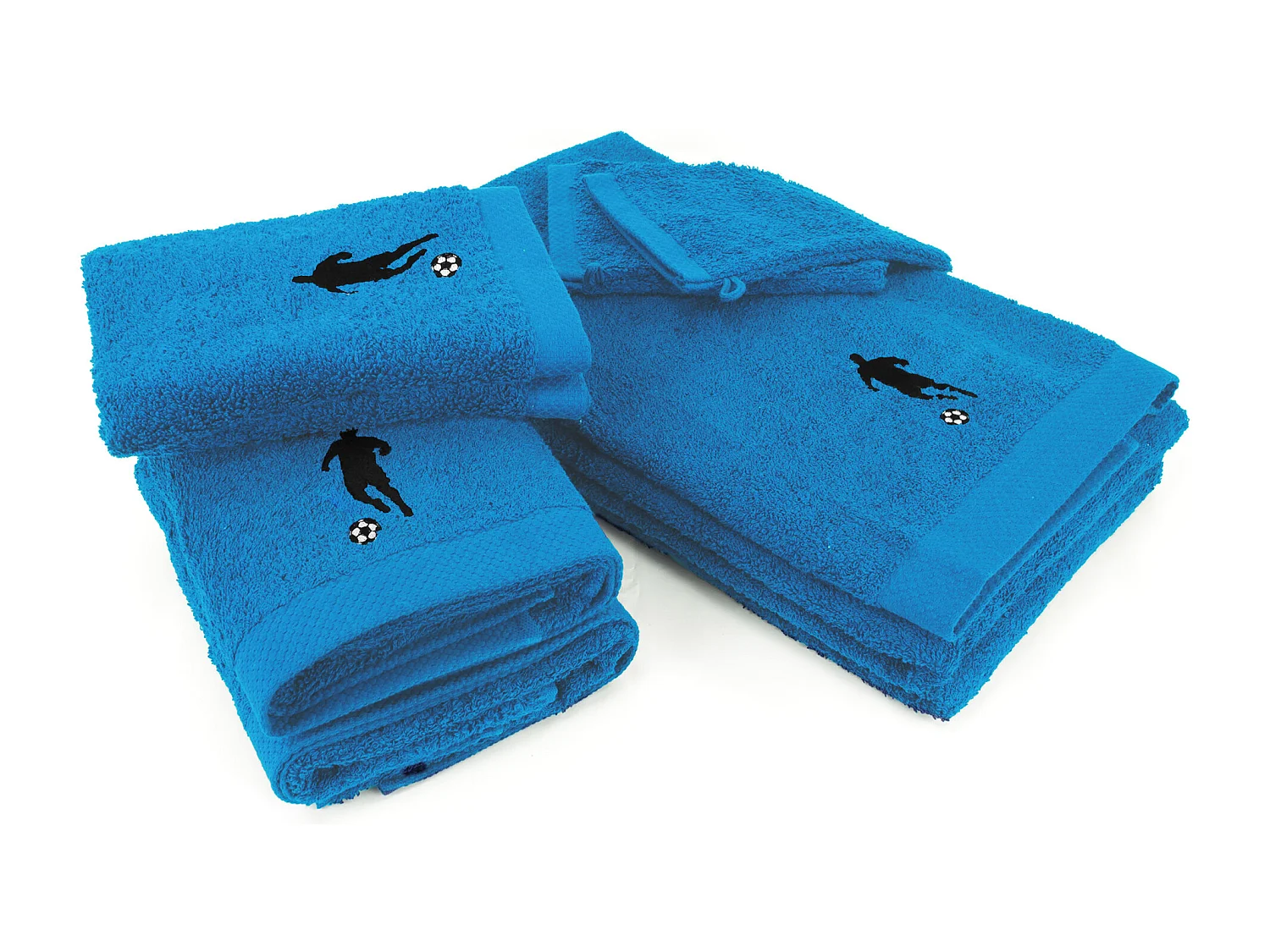 Parure de bain 8 pièces coton 550 g/m2 PURE FOOTBALL Bleu Turquoise