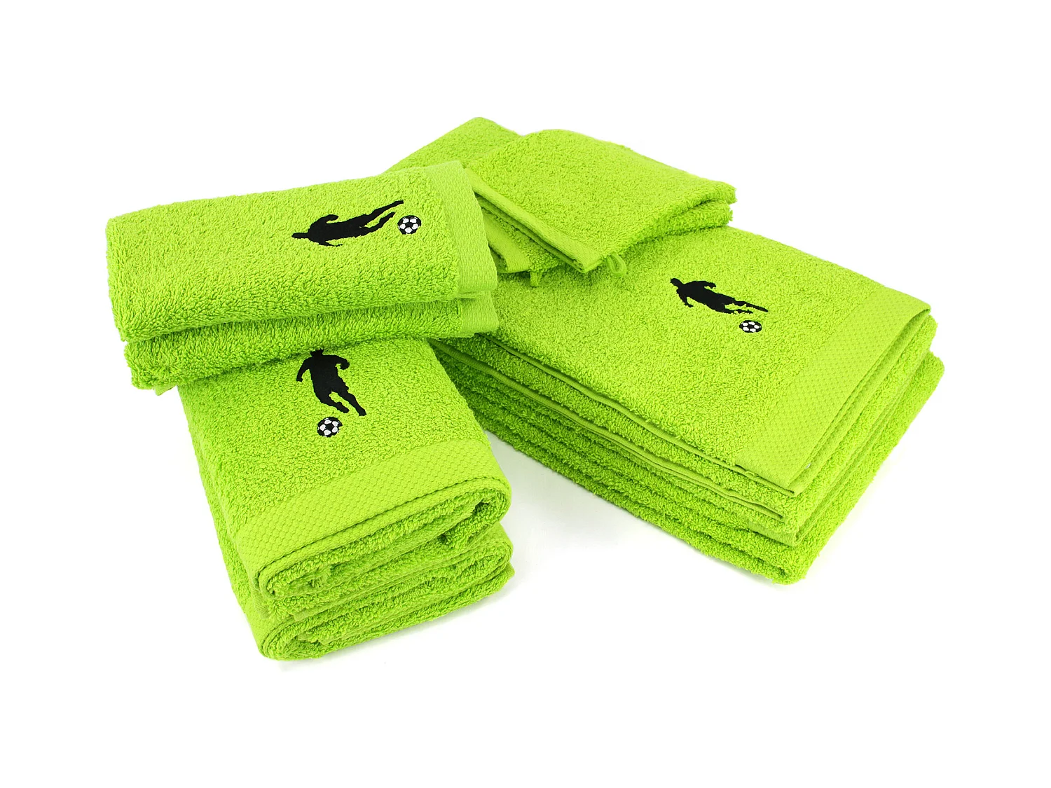 Parure de bain 8 pièces coton 550 g/m2 PURE FOOTBALL Vert Pistache