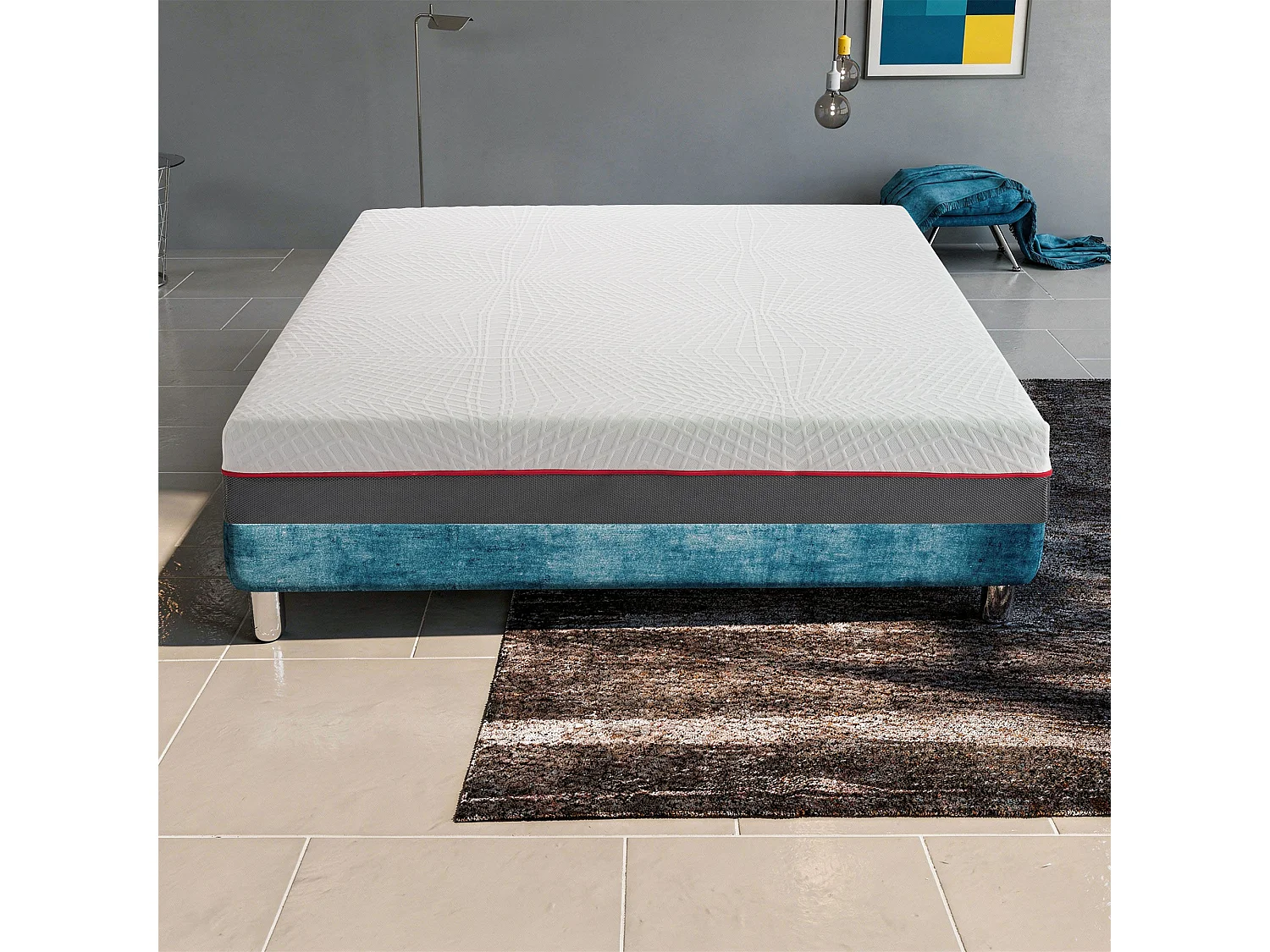 Matelas 120x190 cm en mousse à mémoire de forme - Epaisseur 21 cm - 5 Zones de comfort - Housse Amovible - GREY