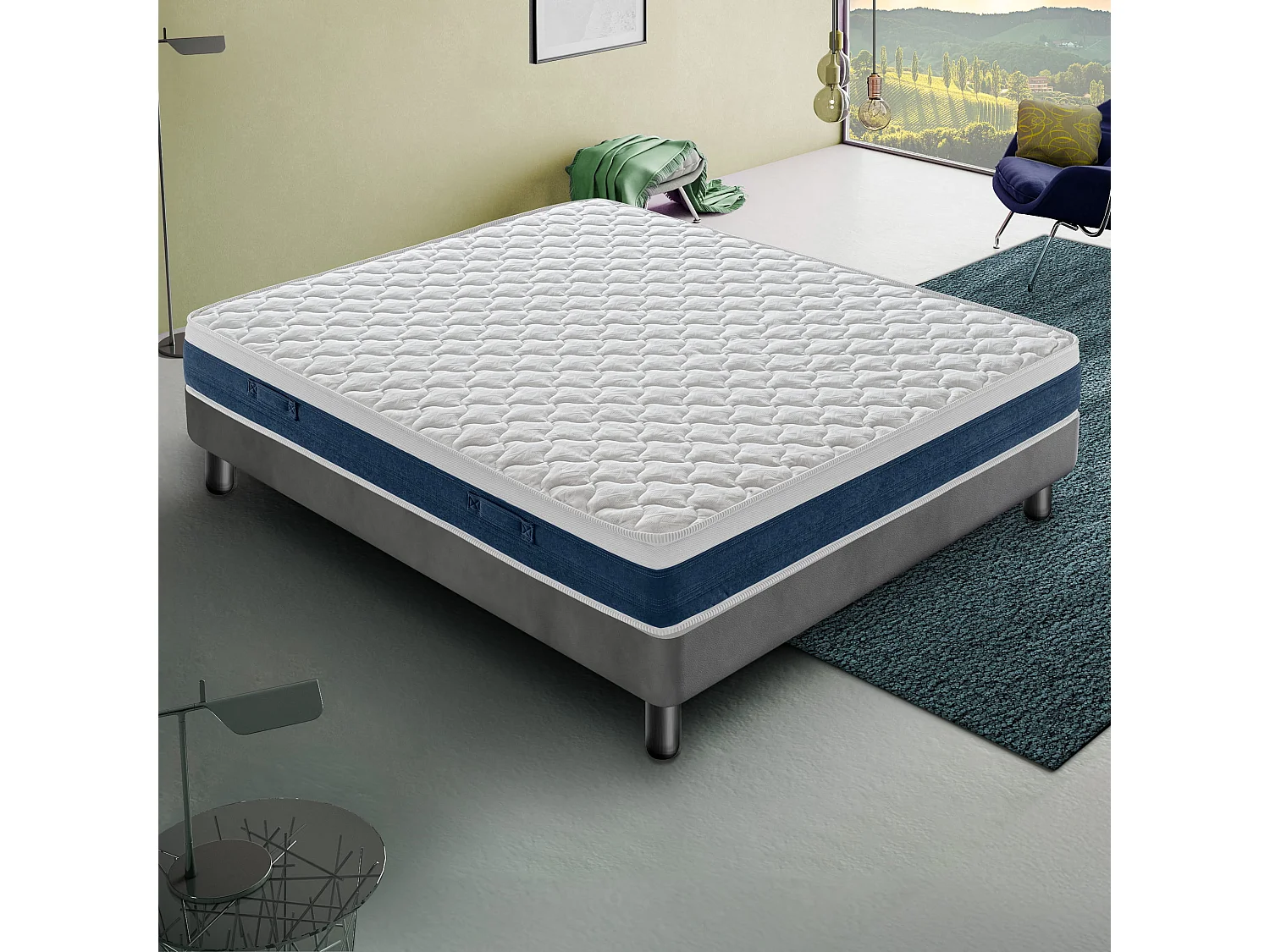 RAINY - Matelas Mousse HR 140x190 cm Épaisseur 20 cm - Fermeté H4 - Indéformable - Réversible - Housse Amovible