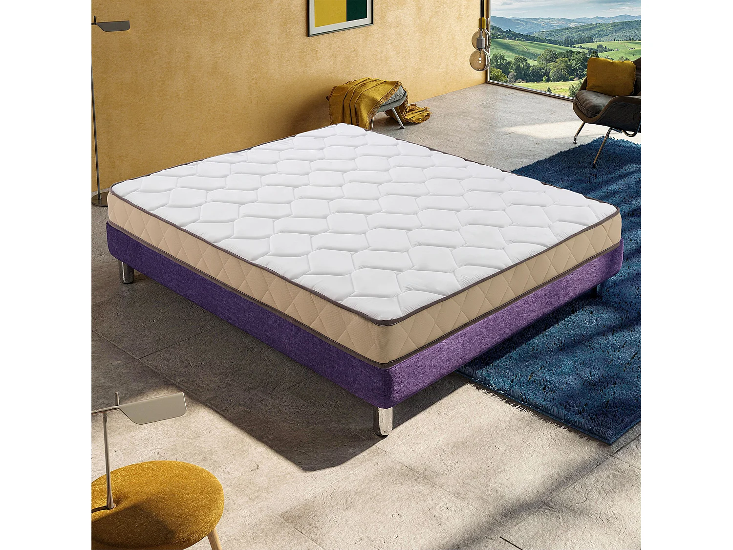 Matelas Mousse HR 90x190 cm Accueil mémoire de forme - Epaisseur 18 cm - niveau de fermeté H3 - GIOIA
