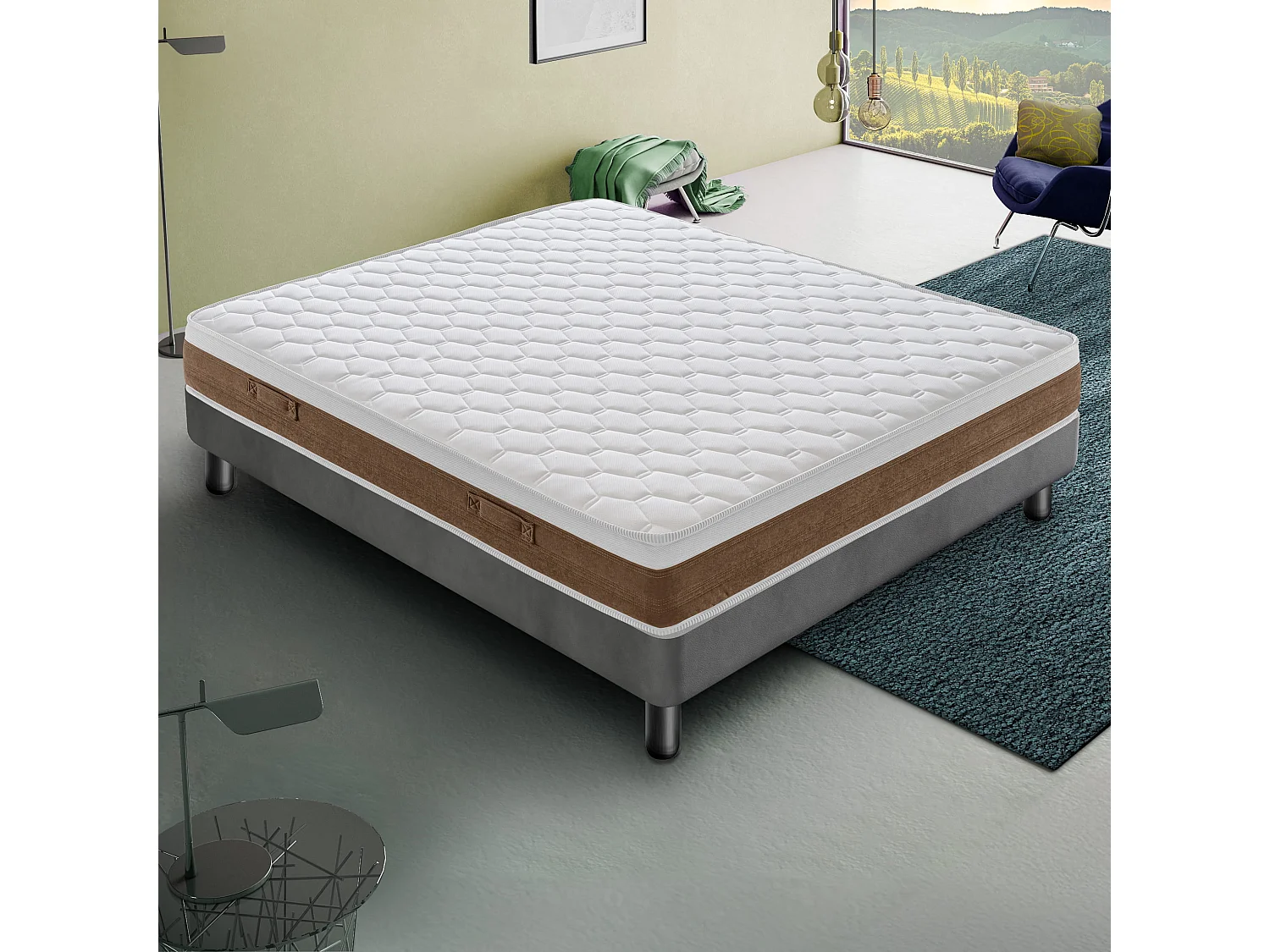 SUNNY - Matelas 180x200 cm Ressorts Ensachés - Épaisseur 23 cm - Indéformable - Réversible