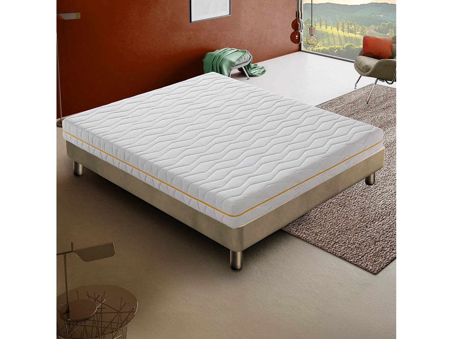 Matelas Mousse HR 90x190 cm - NIZZA - Épaisseur 20 cm - Fermeté H4 - Indéformable - Réversible - Housse Amovible