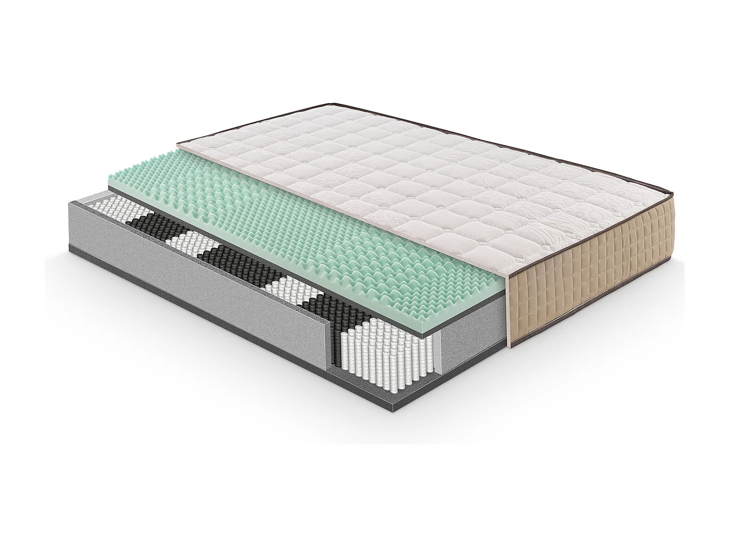 IRIDE - Matelas à ressorts ensachés, mémoire de forme 150x190 cm H 26 cm, housse amovible