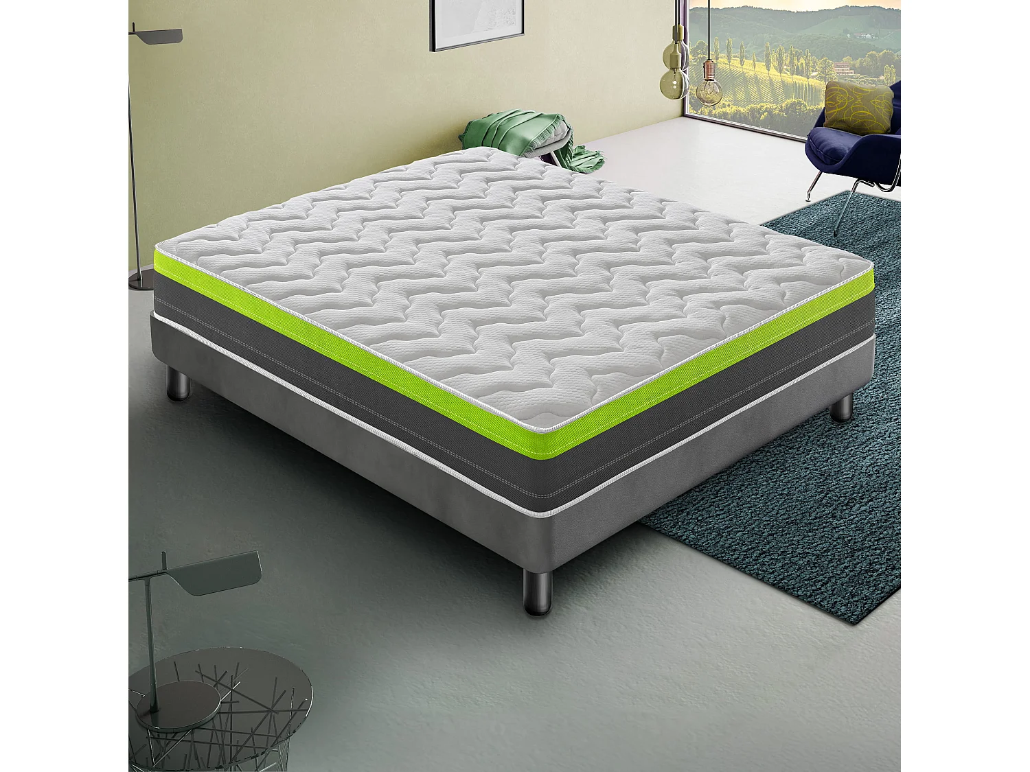 Matelas Mousse HR 135x200 cm Accueil mémoire de forme - Epaisseur 30 cm - Orthopedié - OLIVIA