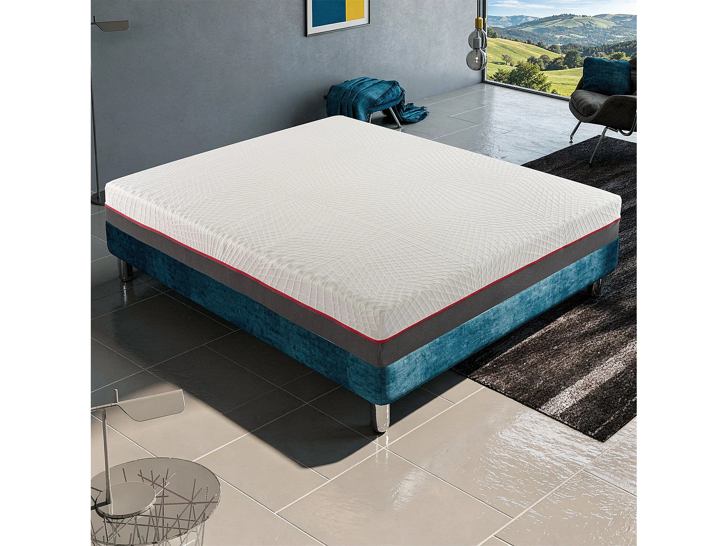Matelas 160x190 cm en mousse à mémoire de forme - Epaisseur 21 cm - 5 Zones de comfort - Housse Amovible - GREY