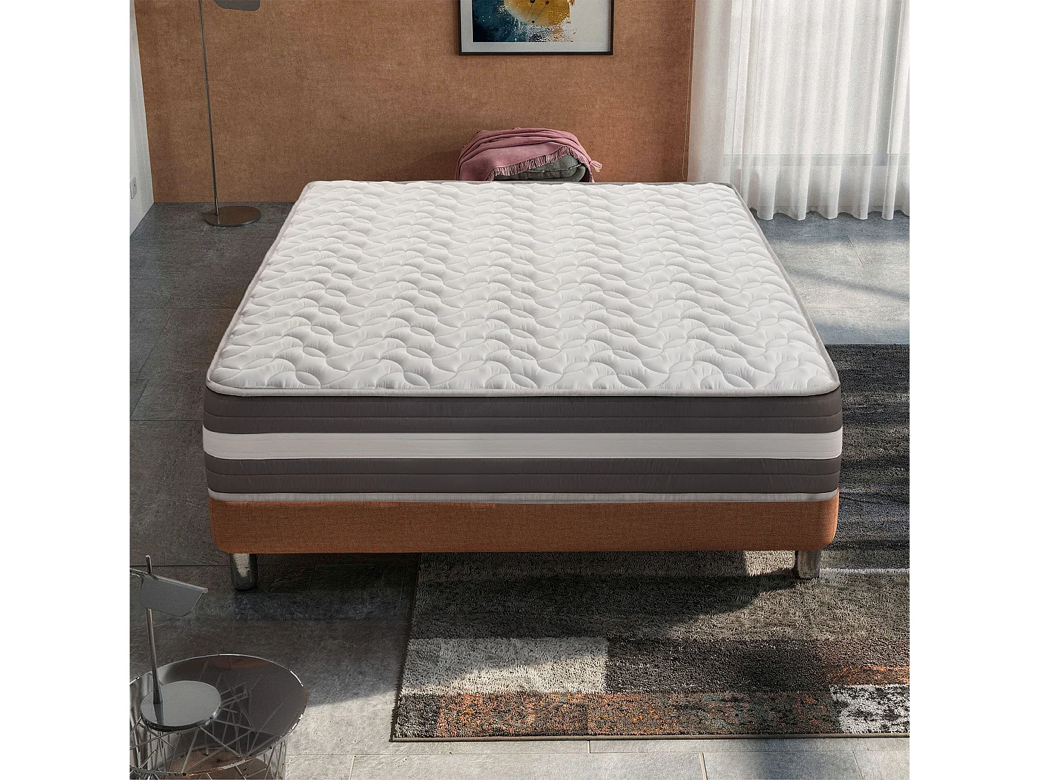 NUBE - Matelas 100x190 cm à ressorts ensachés, mémoire de forme H 26 cm