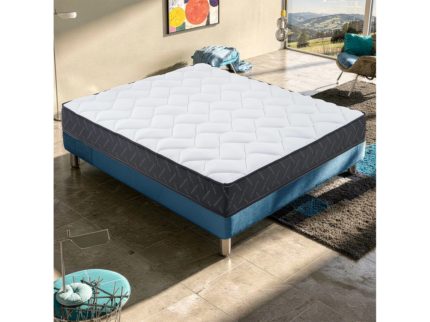 SMART - Matelas 100x190 cm Mousse HR - Accueil Mémoire De Forme - Épaisseur 10 cm - Indéformable - Réversible