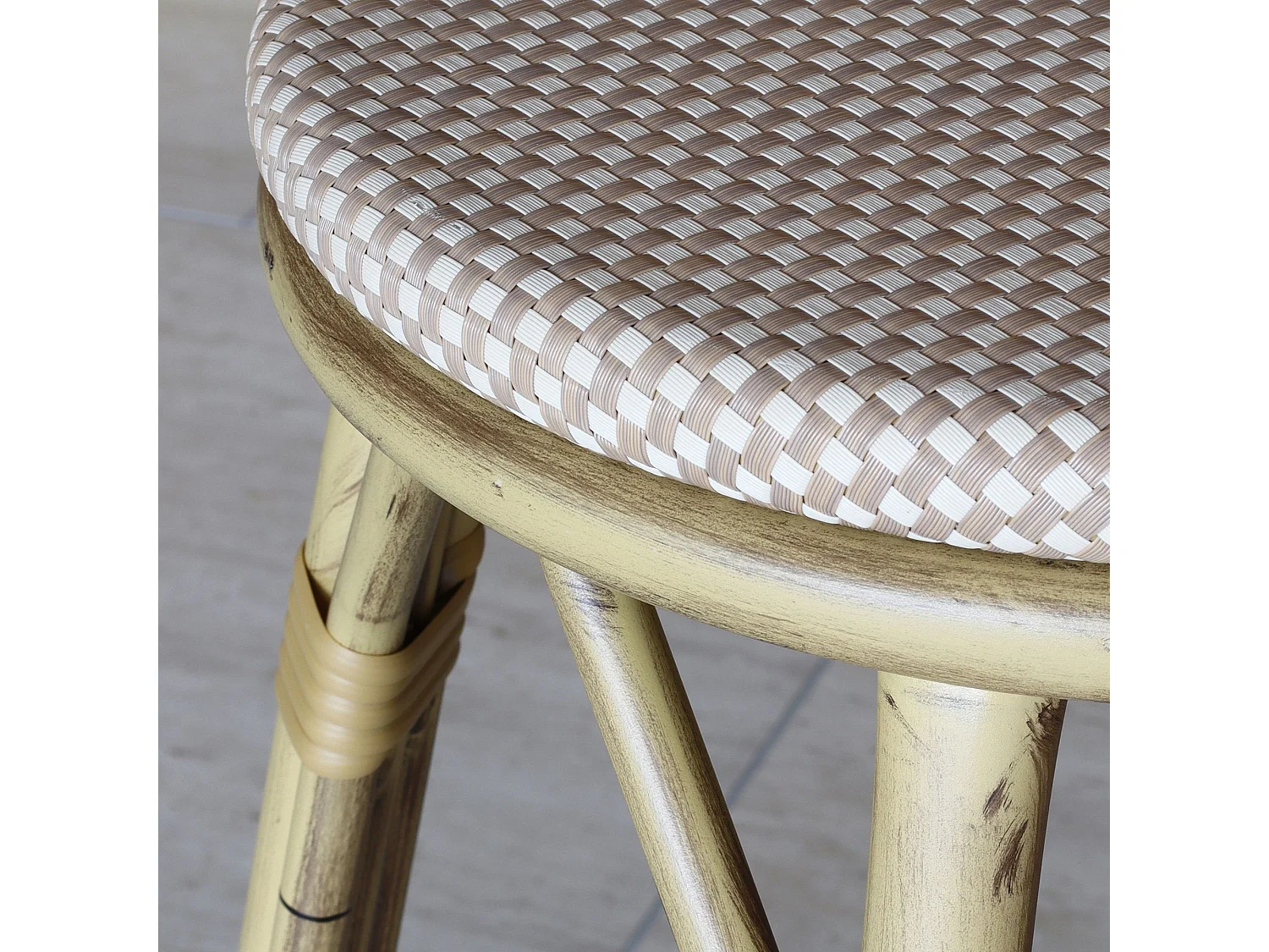 Now's Home - Tabouret Bar Exterieur Textilene Alu Aspect Rotin D46xht74cm Amalfi
